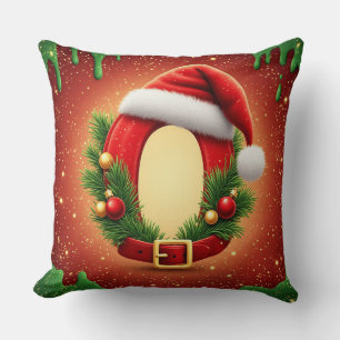 Benutzerdefiniertes Weihnachtsmonogramm O mit Weih Kissen