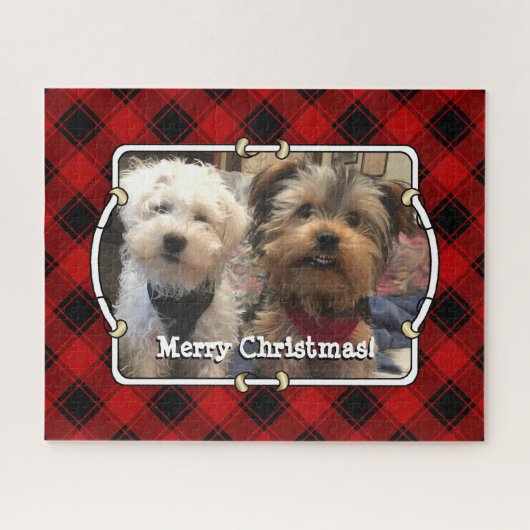 Benutzerdefiniertes Weihnachtsrot und Kariertes Fo Puzzle (Horizontal)