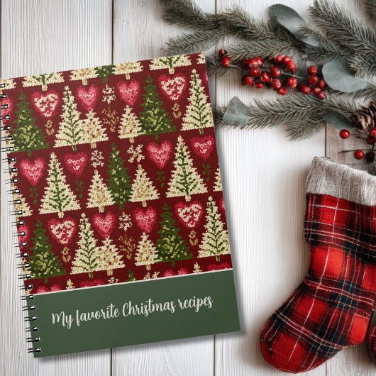 Benutzerdefiniertes Weihnachtsstrickmuster-Rezeptb Notizblock