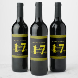 Benutzerdefiniertes Weinlabel zum 17. Hochzeitstag Weinetikett