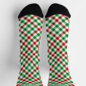 Benutzerdefiniertes Weiß Grün Rot Karomuster Socken (Oben)