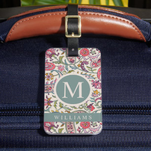 Benutzerdefiniertes Weiß Pink Blau Paisley-Muster Gepäckanhänger