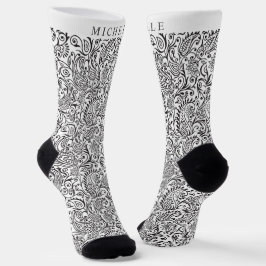 Benutzerdefiniertes Weiß- und Schwarz-Paisley-Must Socken