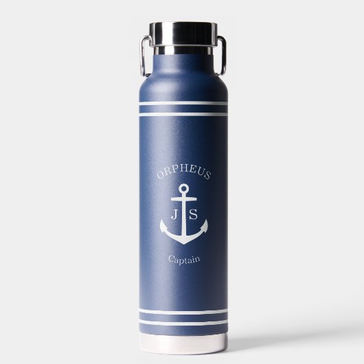 Benutzerdefiniertes weißes Ankerlogo Trinkflasche (Vorne)
