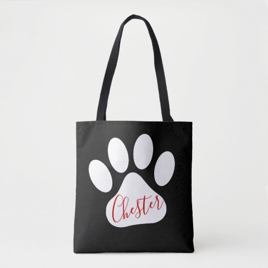 Benutzerdefiniertes weißes Dog Paw Motif auf schwa Tasche (Vorderseite)