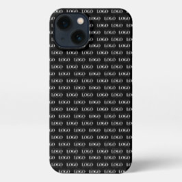 Benutzerdefiniertes weißes Firmenlogo auf schwarze iPhone 13 Hülle
