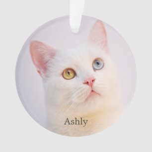 Benutzerdefiniertes weißes Katzenfoto personalisie Ornament