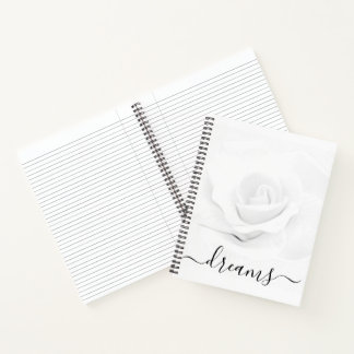 Benutzerdefiniertes Weißes Rosen-Traumtagebuch Notizblock