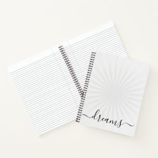 Benutzerdefiniertes Weißes Sunburst-Traumtagebuch Notizblock