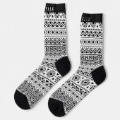 Benutzerdefiniertes, weißes und schwarzes Aztec-Mu Socken (Linkes Detail)