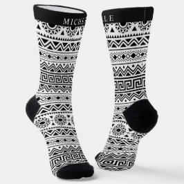 Benutzerdefiniertes, weißes und schwarzes Aztec-Mu Socken