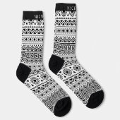 Benutzerdefiniertes, weißes und schwarzes Aztec-Mu Socken (Rechts)