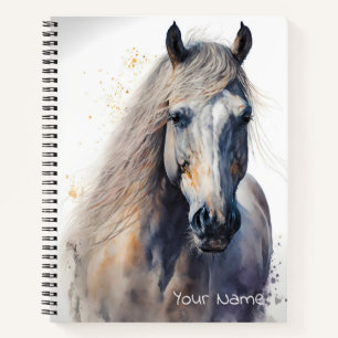 Benutzerdefiniertes White Horse Watercolor Notizbu Notizblock