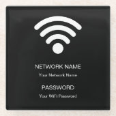 Benutzerdefiniertes Wifi Network & Password Black Glasuntersetzer (Vorderseite)