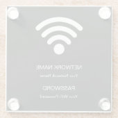 Benutzerdefiniertes Wifi Network & Password Black Glasuntersetzer (Rückseite)