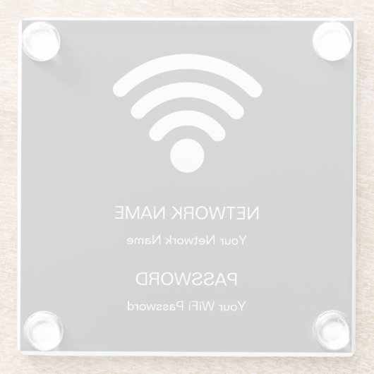 Benutzerdefiniertes Wifi Network & Password Black Glasuntersetzer (Rückseite)