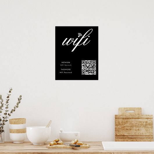 Benutzerdefiniertes Wifi Network QR Code Black Pos Poster (Küche)