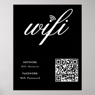 Benutzerdefiniertes Wifi Network QR Code Black Pos Poster