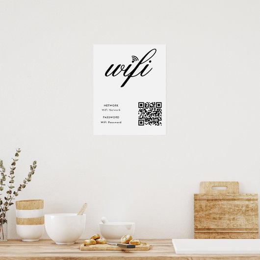 Benutzerdefiniertes Wifi Network QR Code Weißes Po Poster (Küche)