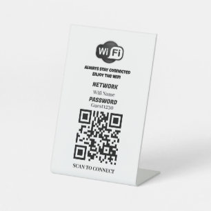 Benutzerdefiniertes WiFi-QR-Code-Tischschild Sockelschild