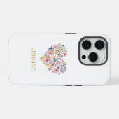 Benutzerdefiniertes Wildblumen-Herz mit Namen iPhone Hülle (Rückseite (Horizontal))