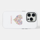 Benutzerdefiniertes Wildblumen-Herz mit Namen iPhone Hülle (Rückseite (Horizontal))