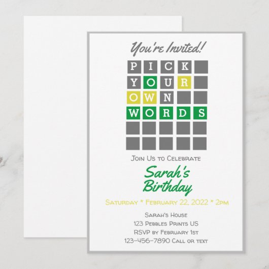 Benutzerdefiniertes Wort  Einladung (Vorne/Hinten)