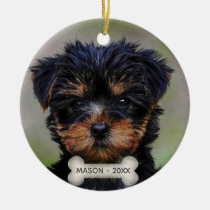 Benutzerdefiniertes Yorkshire Terrier-Hundefoto Keramik Ornament
