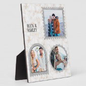 Benutzerdefiniertes Zeichen mit drei Fotos Moderne Fotoplatte (Seite)