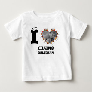 Benutzerdefiniertes Zug-Herz-Foto Ich liebe Züge f Baby T-shirt