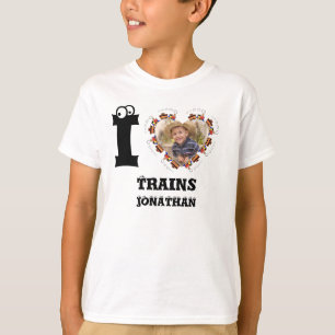 Benutzerdefiniertes Zug Herz Foto Ich liebe Züge f T-Shirt