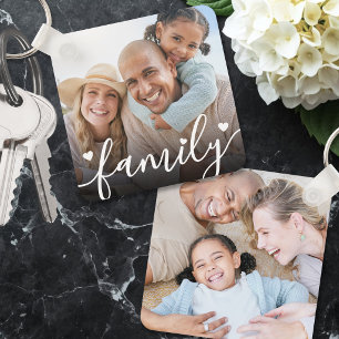 Benutzerdefiniertes Zwei-Foto-Doppeltes-Familienfo Schlüsselanhänger