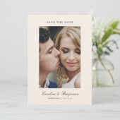 Benutzerdefiniertes Zwei-Foto-Script QR Elfenbein  Save The Date (Stehend Vorderseite)