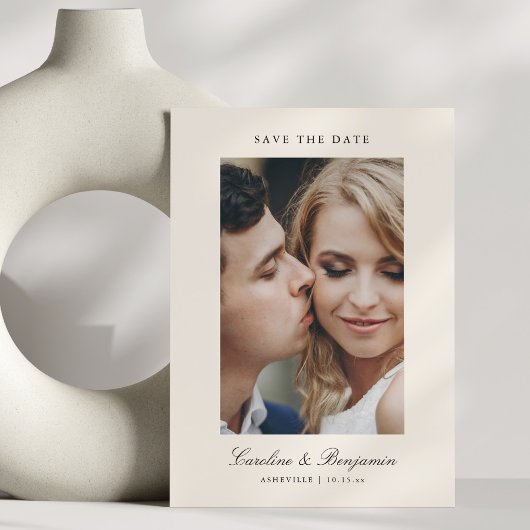 Benutzerdefiniertes Zwei-Foto-Script QR Elfenbein  Save The Date