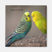 Benutzerdefiniertes Zwei-Parrot-Bild mit Text Love Magnet (Vorne)