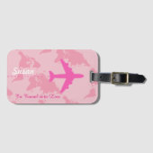 benutzerfreundlich rosa Flugreise Gepäckanhänger (Vorderseite (Horizontal))