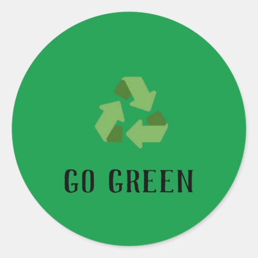 benutzerfreundliches Logo für "Go Green" Runder Aufkleber (Vorderseite)