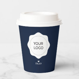 Benutzerfreundliches Navy-Business-Logo Pappbecher