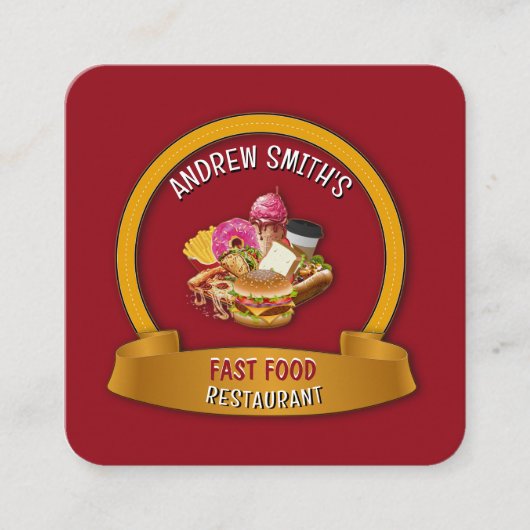 BenutzerLogo für Fast Food Company | QR-Code Quadratische Visitenkarte (Vorderseite)