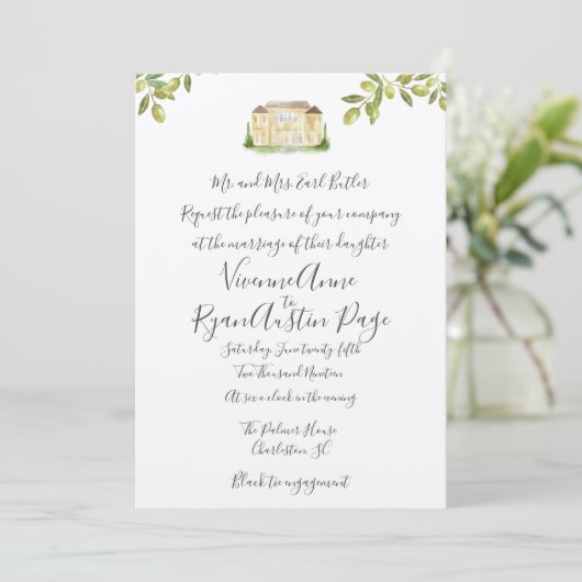 Benvenuti Italia Villa Wedding Einladung (Stehend Vorderseite)