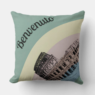 Benvenuto Rome Kolosseum Retro Art Throw Kissen