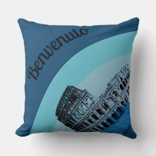 Benvenuto Rome Kolosseum Retro Art Throw Kissen