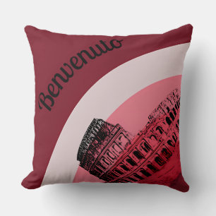 Benvenuto Rome Kolosseum Retro Art Throw Kissen