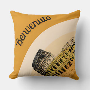 Benvenuto Rome Kolosseum Retro Art Throw Kissen