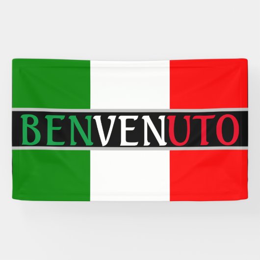 Benvenuto Willkommen auf der italienischen Flagge Banner (Horizontal)