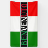 Benvenuto Willkommen auf der italienischen Flagge Banner (Vertikal)