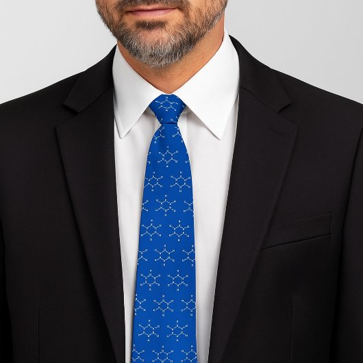 Benzene Molecule Muster Blau Krawatte