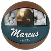 Benzin-Grüne Vater Name Keepake 3 FotoCollage Basketball (Vorderseite)