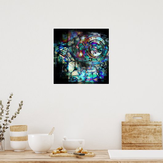 Benzin-Motorrad-Motor Poster (Küche)