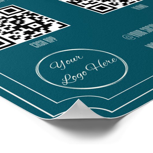 Benzinblau 2 QR Boutique zur Zahlung Poster (Ecke)